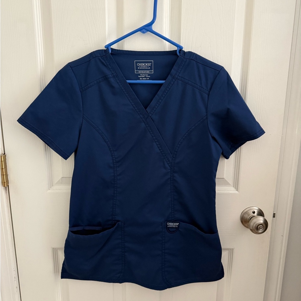 Cherokee Navy V-Neck Workwear Top